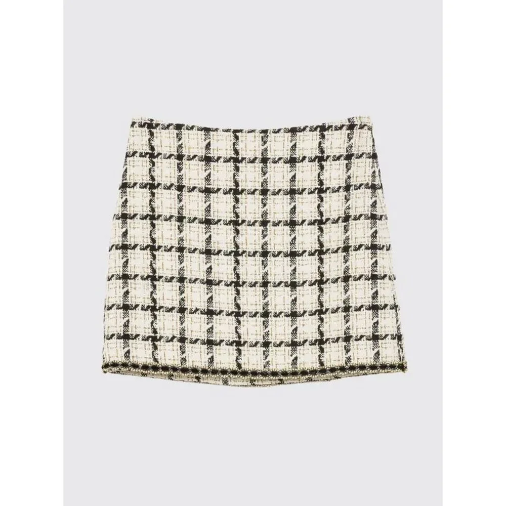 Twinset Women Twinset High-Waisted Check Tweed Pencil Mini Skirt